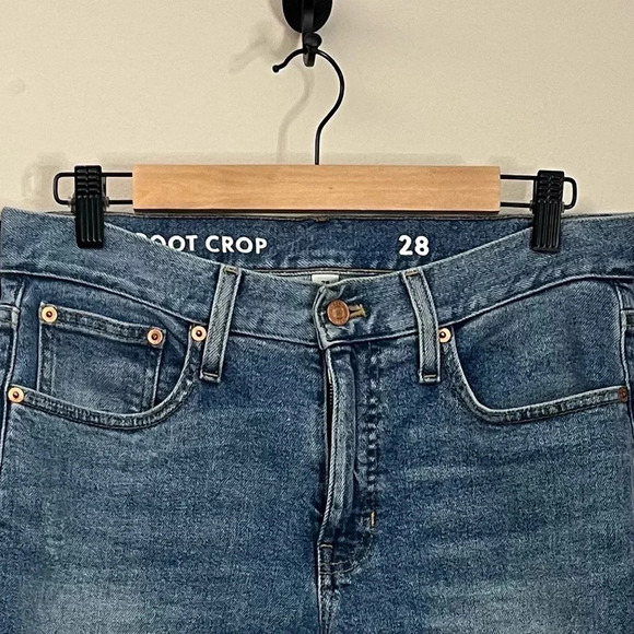 J. Crew Size 29 Mid-Rise Demi-Boot Crop Jeans Raw Hem Kick Flare Denim Size 8/29 - Picture 12 of 12